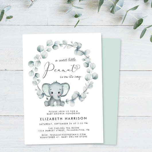Elephant Eucalyptus Baby shower Kaart