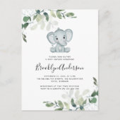 Elephant Eucalyptus Baby shower Uitnodiging (Voorkant)