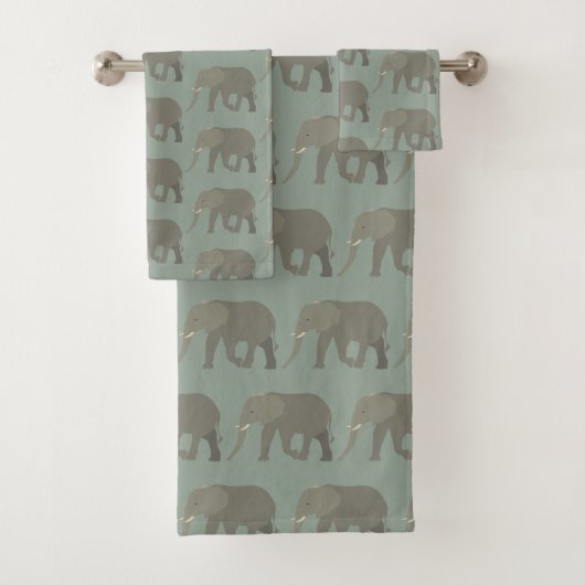 Elephant Exotique Animal Motif Sage Vert (En situation)
