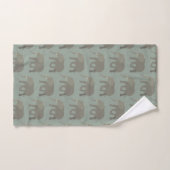 Elephant Exotique Animal Motif Sage Vert (Serviette à main)