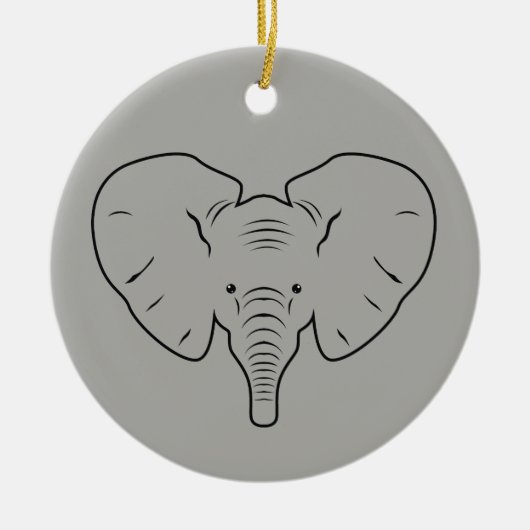 Elephant face silhouet keramisch ornament (Voorkant)