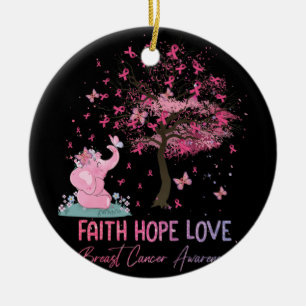 Elephant Faith Hope Love Breast Cancer Awareness Keramisch Ornament