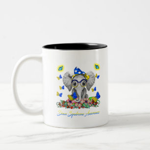 Elephant Faith Hope Love Down Syndroeness Tweekleurige Koffiemok
