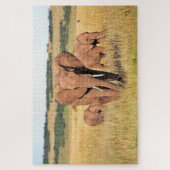Elephant-familie in de struik legpuzzel (Verticaal)