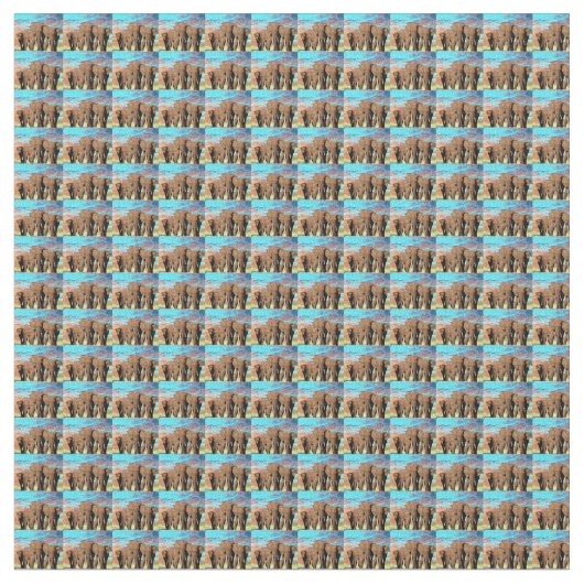 Elephant Family at Sunrise Pattern Stof (Close Up)