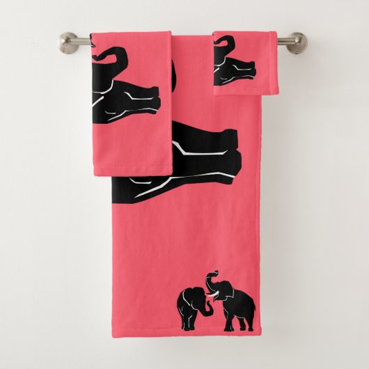 Elephant Family Bath Towel Set Couparen - Uw kleur Bad Handdoek (Insitu)