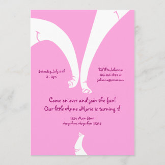 Elephant Family Girl Birthday Uitnodiging