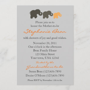 Elephant Family Invitation Kaart