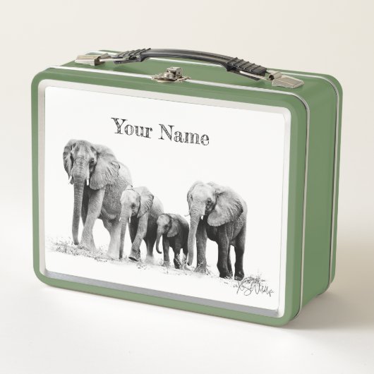 Elephant Family Lunch Box – Aangepast geschenk (Voorkant)