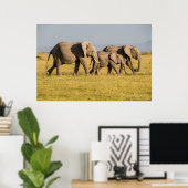 Elephant Family Walking Poster (Thuiskantoor)