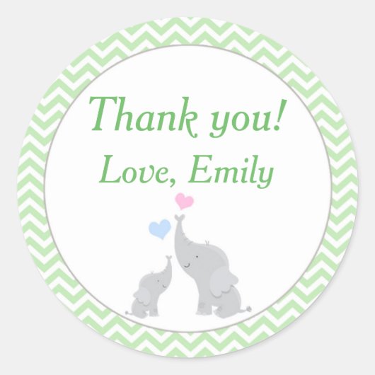 Elephant Faveur Étiquette Mint Vert Baby shower Un (Devant)