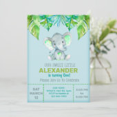 Elephant & feuille invitation d'anniversaire garço (Debout devant)