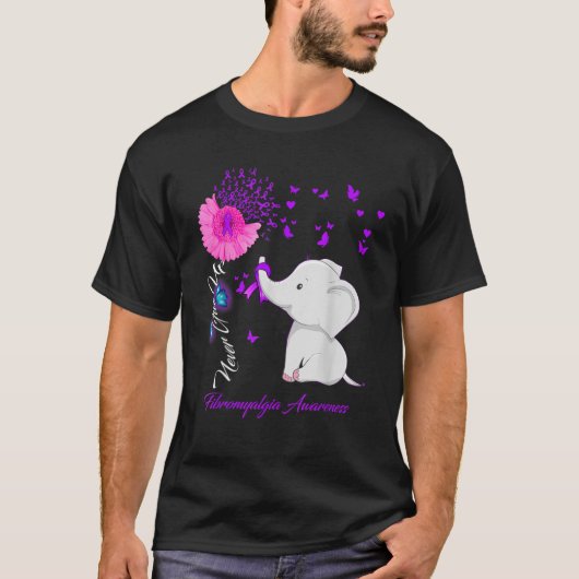 Elephant Fibromyalgia Awareness Fibromyalgia Ribbo T-shirt (Voorkant)