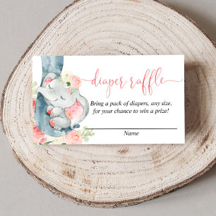 Eléphant fille baby shower cartes de tombola