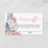Eléphant fille baby shower cartes de tombola (Devant)