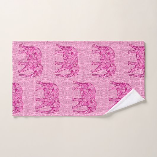 Eléphant Fleur, Fuchsia et Pastel Pink (Serviette à main)