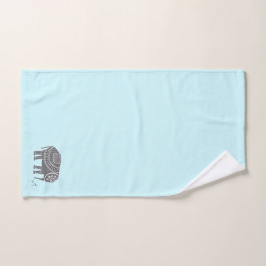 Éléphant fleuri gris unique, moderne élégant (Serviette à main)