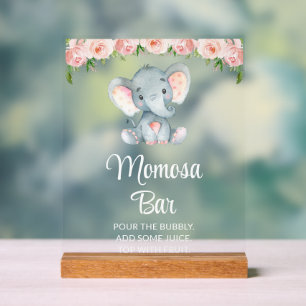 Elephant, Fleurs Roses, Baby shower Momosa Bar
