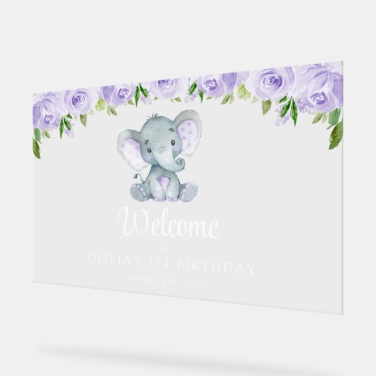 Eléphant, Fleurs violettes, Accueil pour le premie (Angle)