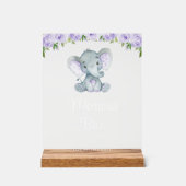 Elephant, Fleurs violettes, Baby shower Momosa Bar (Recto)