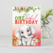 Elephant Floral 1st Birthday Kaart (Staand voorkant)