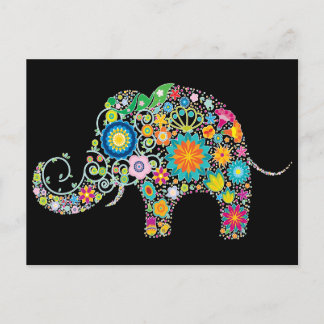 Elephant Floral Art Briefkaart