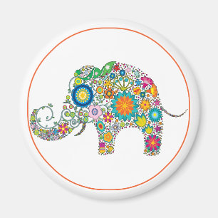 Elephant Floral Art Magneet