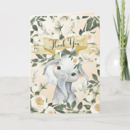 Elephant Floral baby shower Dankjewel Kaart