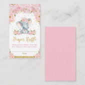 Elephant Floral Baby shower Diaper Raffle Kaarten (Voorkant / Achterkant)