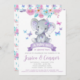 Elephant Floral Baby shower Kaart