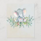 Elephant Floral Eucalyptus Baby douche Invitaties Flyer (Achterkant)