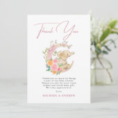 Elephant Floral Moon Baby shower Hartelijk dank Kaart (Staand voorkant)