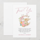 Elephant Floral Moon Baby shower Hartelijk dank Kaart (Voorkant / Achterkant)