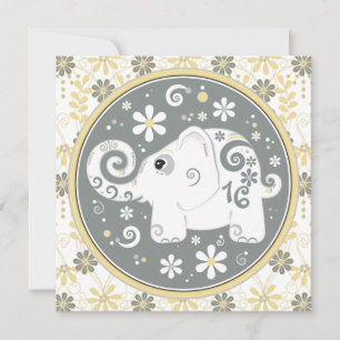 Elephant Floral Sweet 16 Anniversaire Invitation