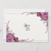 Eléphant Floral Violet Premier Invitation d'annive (Dos)