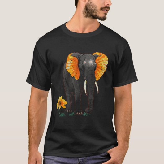 Elephant Flowers Artwork - African Art Elephant T-shirt (Voorkant)