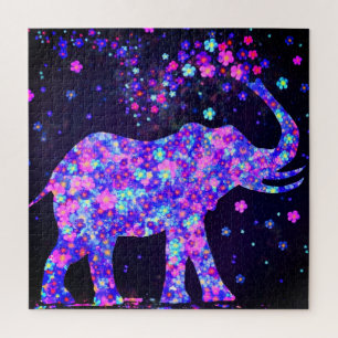 Elephant Flowers Jigzaag Puzzlel Colorful Spring Legpuzzel