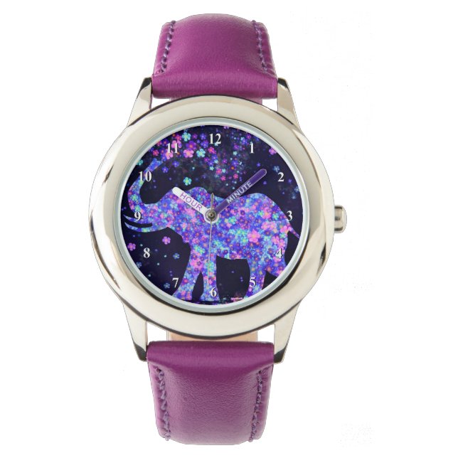 Elephant Flowers - Mooie lente Horloge (Voorkant)