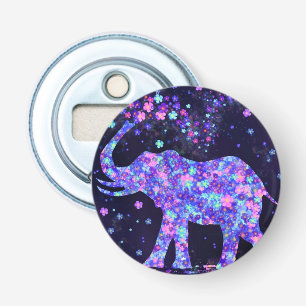 Elephant Flowers - voeg uw Afbeelding/tekst/naam t Button Flesopener