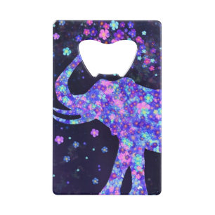 Elephant Flowers - voeg uw Afbeelding/tekst/naam t Kredietkaart Flessenopener
