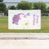 Elephant Flying Colorful Balloons Happy Birthday Spandoek (Insitu)