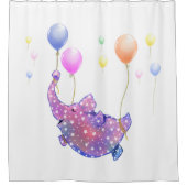 Elephant Flying Shower Curtain Colorful Balloons Douchegordijn (Voorkant)