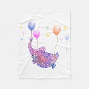 Elephant Flying with Balloons Baby Fleece Blanket Deken