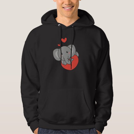 Elephant For Valentine s Day Cute Animals With Hea Hoodie (Voorkant)