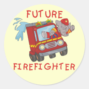 Elephant Future Firefighter Tshirts and Gifts Ronde Sticker