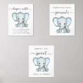 Elephant Games Favore Baby Boy Shower Poster Set (Recto)