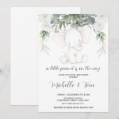 Elephant Gender Neutrale Baby shower Uitnodiging (Voorkant / Achterkant)