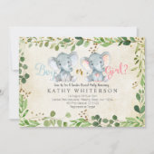 Elephant gender onthult Invitation Grenery Kaart (Voorkant)