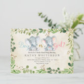 Elephant gender onthult Invitation Grenery Kaart (Staand voorkant)