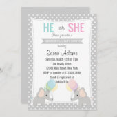 Elephant Gender Reopenbaart de uitnodiging van de  (Voorkant / Achterkant)